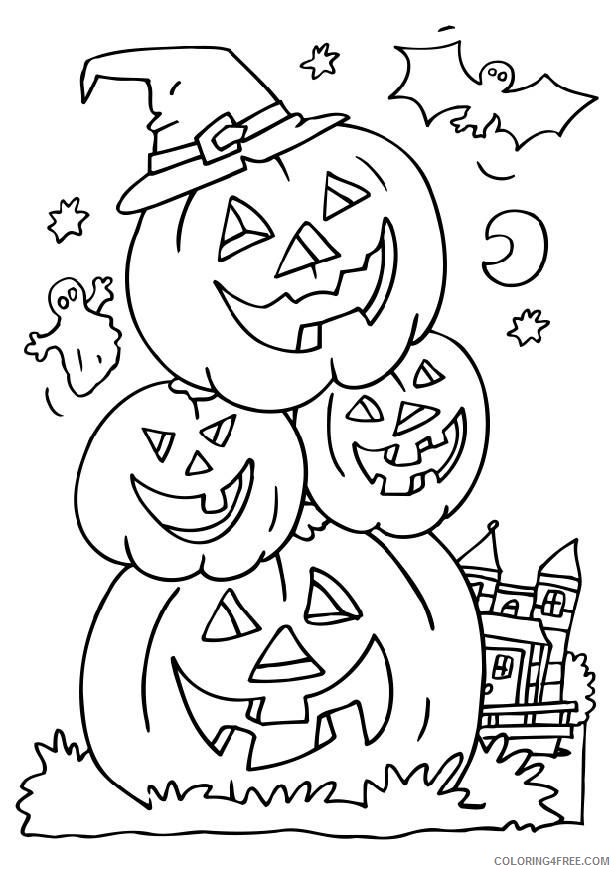 happy halloween coloring pages pumpkins Coloring4free
