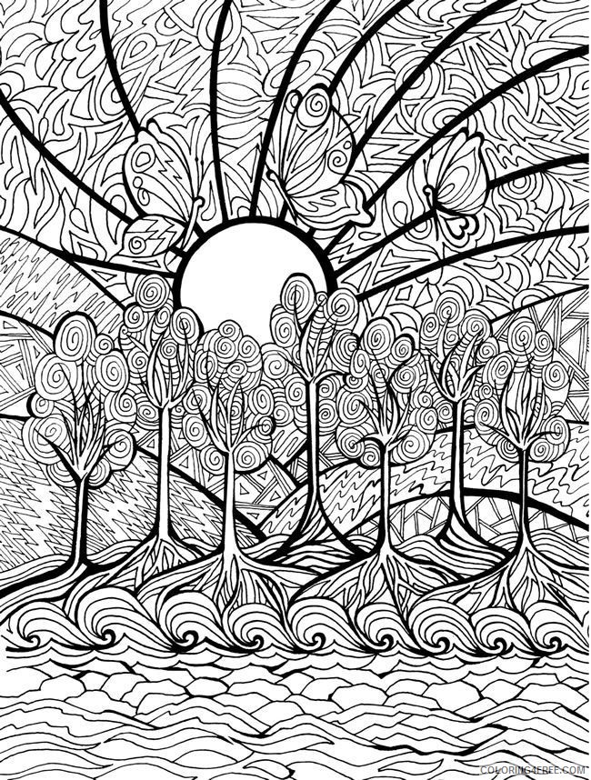 hard coloring pages of abstract nature for adults Coloring4free