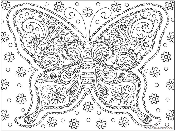 hard coloring pages of butterfly Coloring4free