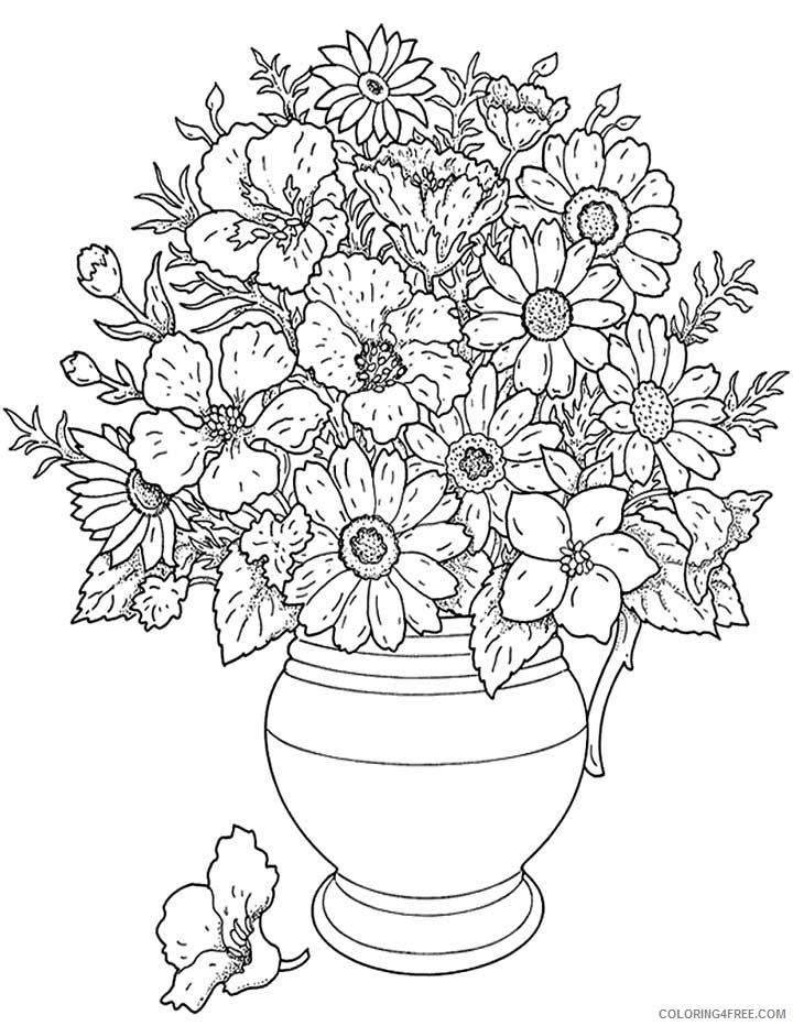 hard coloring pages of flowers Coloring4free