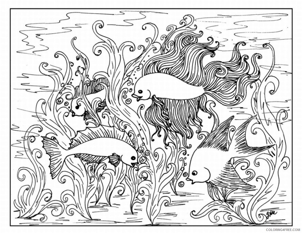 hard coloring pages of underwater ocean life Coloring4free