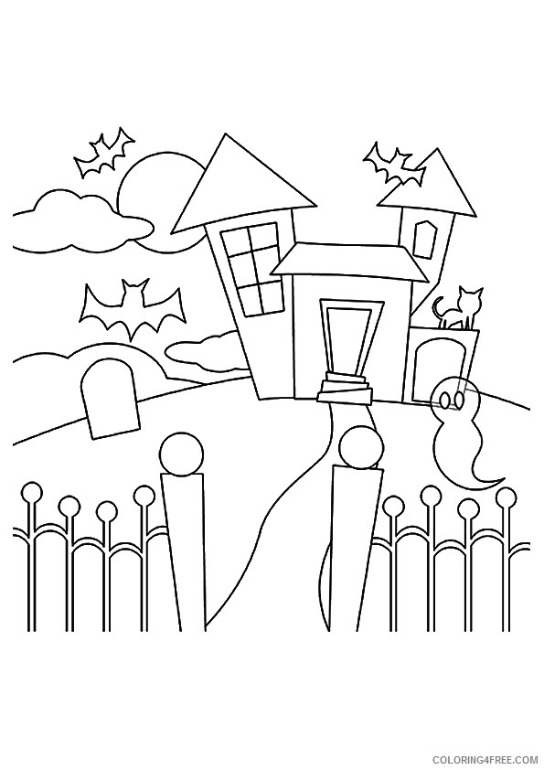 haunted house coloring pages for kids 2 Coloring4free