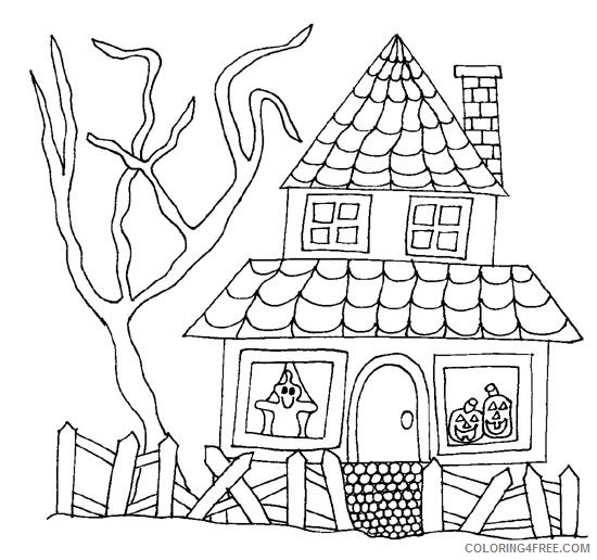 haunted house coloring pages for kids printable Coloring4free