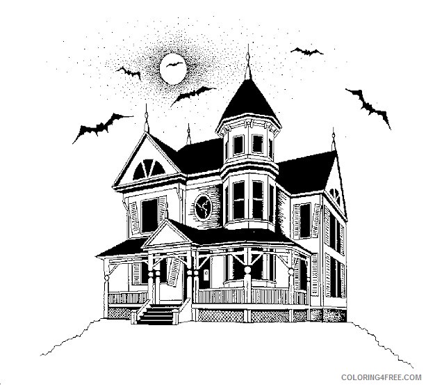 haunted house coloring pages with bats Coloring4free