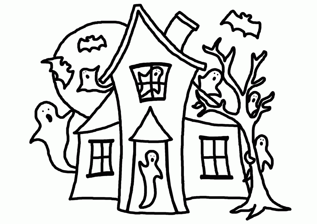 haunted house coloring pages with ghosts Coloring4free