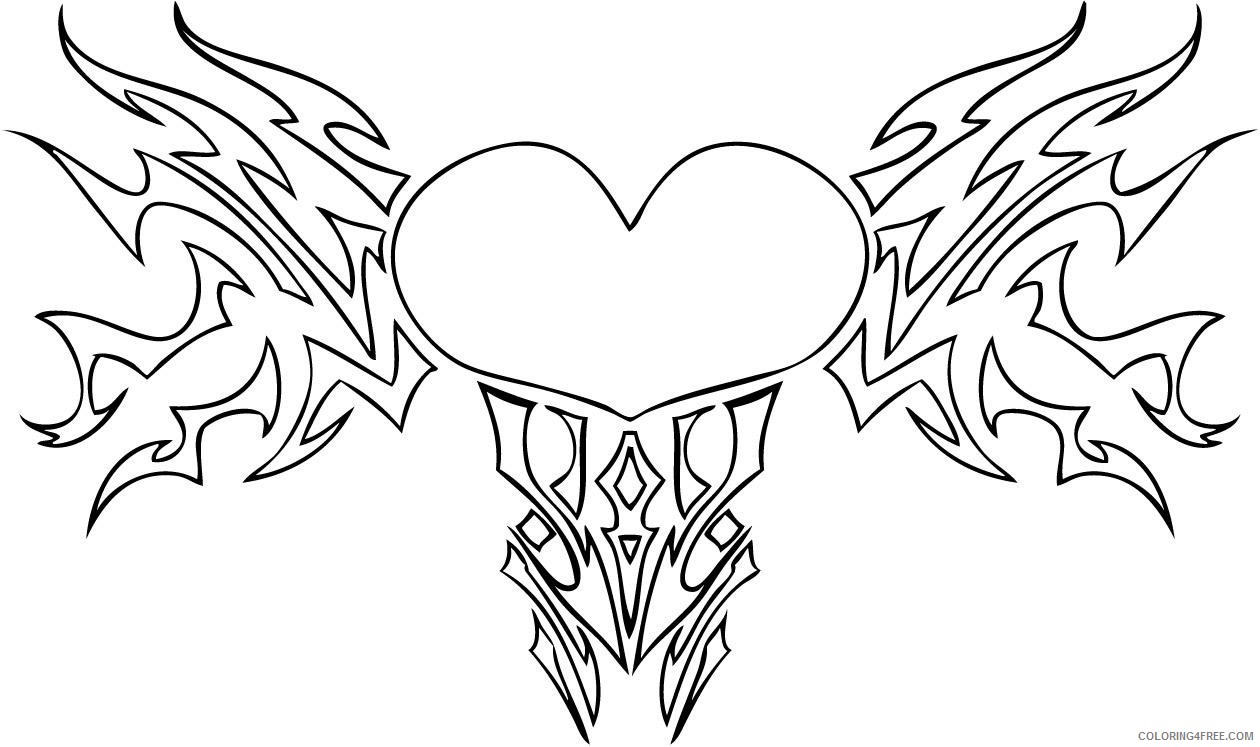 heart coloring pages love tribal Coloring4free