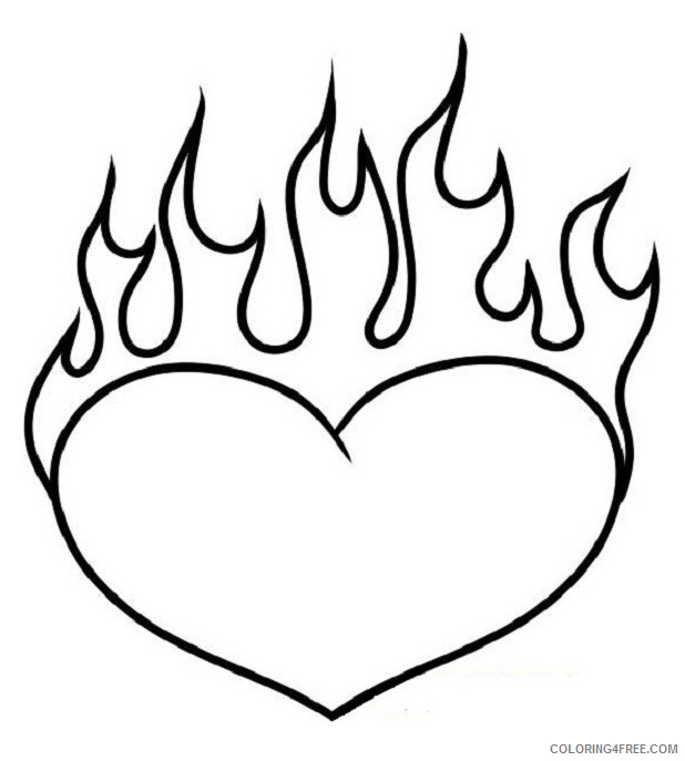 heart coloring pages with flames Coloring4free
