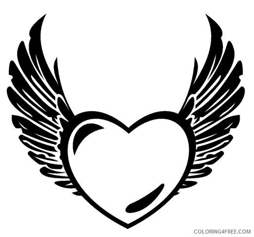 heart with wings coloring pages black Coloring4free