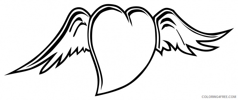heart with wings coloring pages for kids Coloring4free