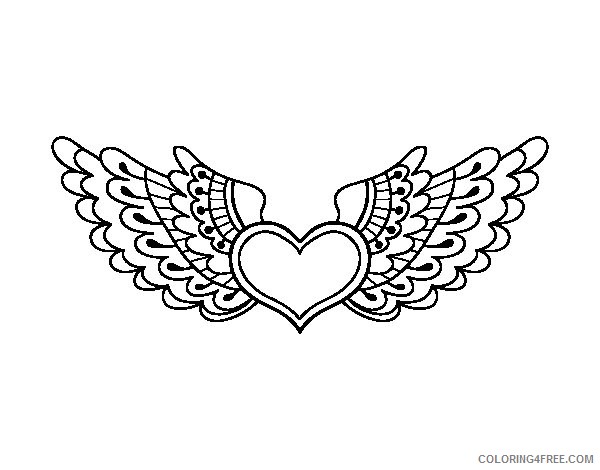 heart with wings coloring pages printable Coloring4free