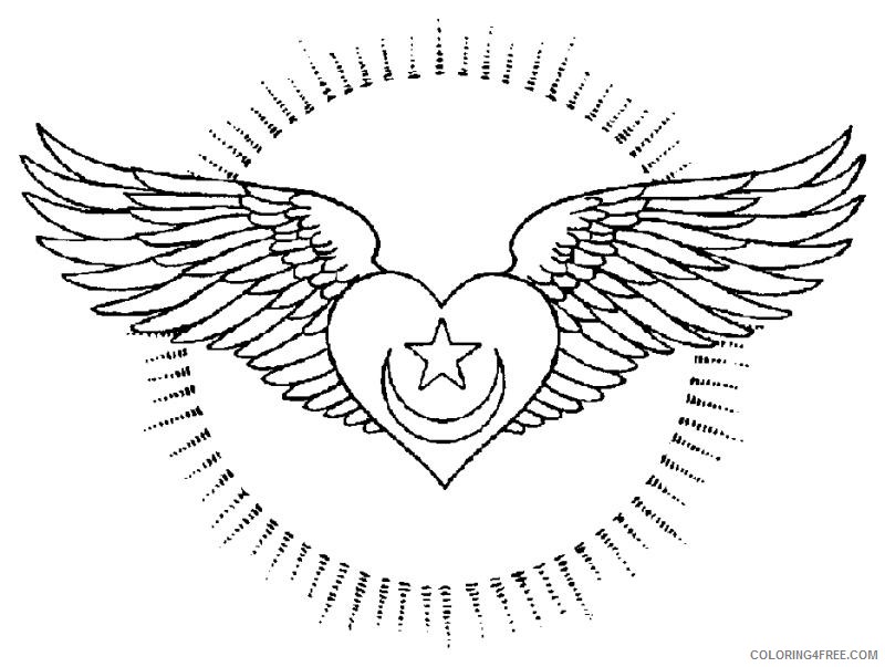 heart with wings coloring pages with star and moon Coloring4free