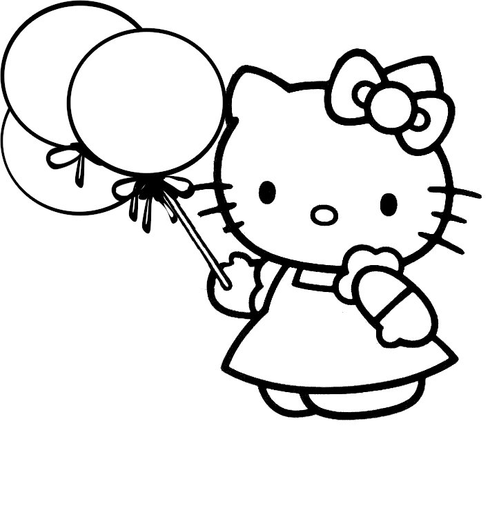 hello kitty coloring pages with balloons Coloring4free