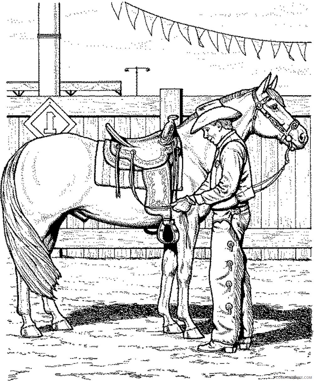 horse coloring pages and cowboy Coloring4free