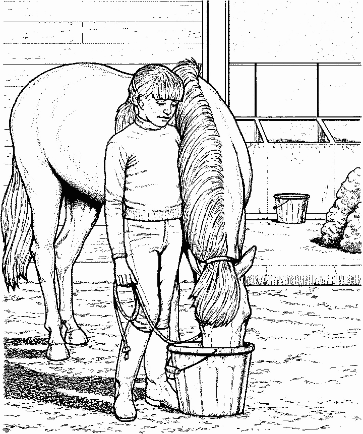 horse coloring pages drinking Coloring4free