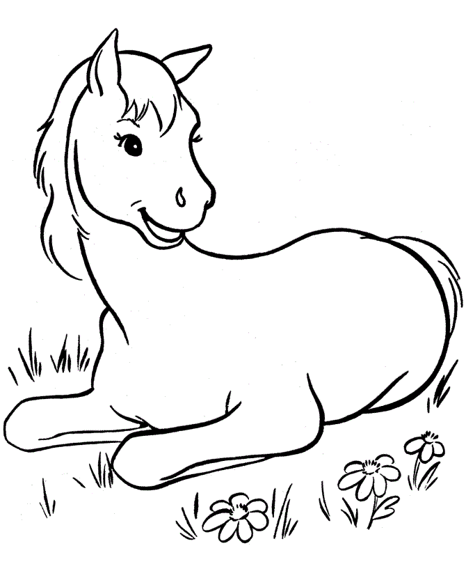 horse coloring pages lying down Coloring4free