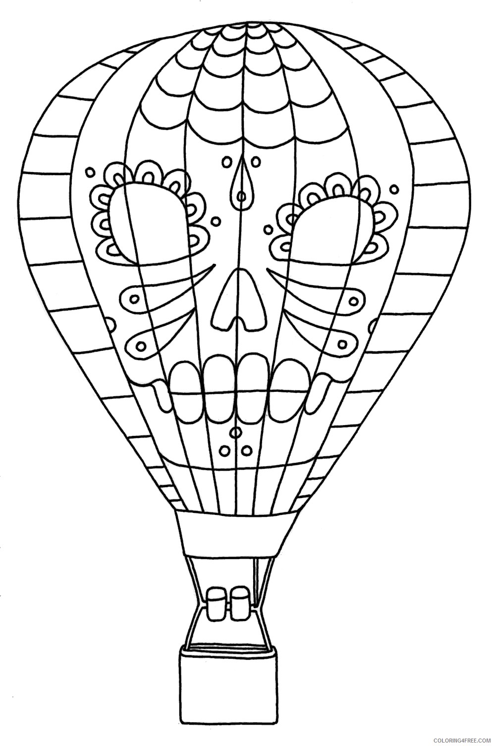 hot air balloon coloring pages with sugar skull images Coloring4free