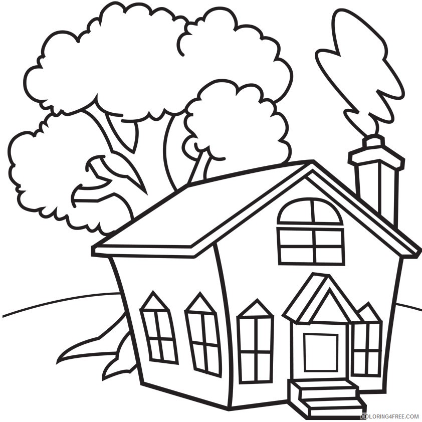 house coloring pages printable for kindergarten Coloring4free