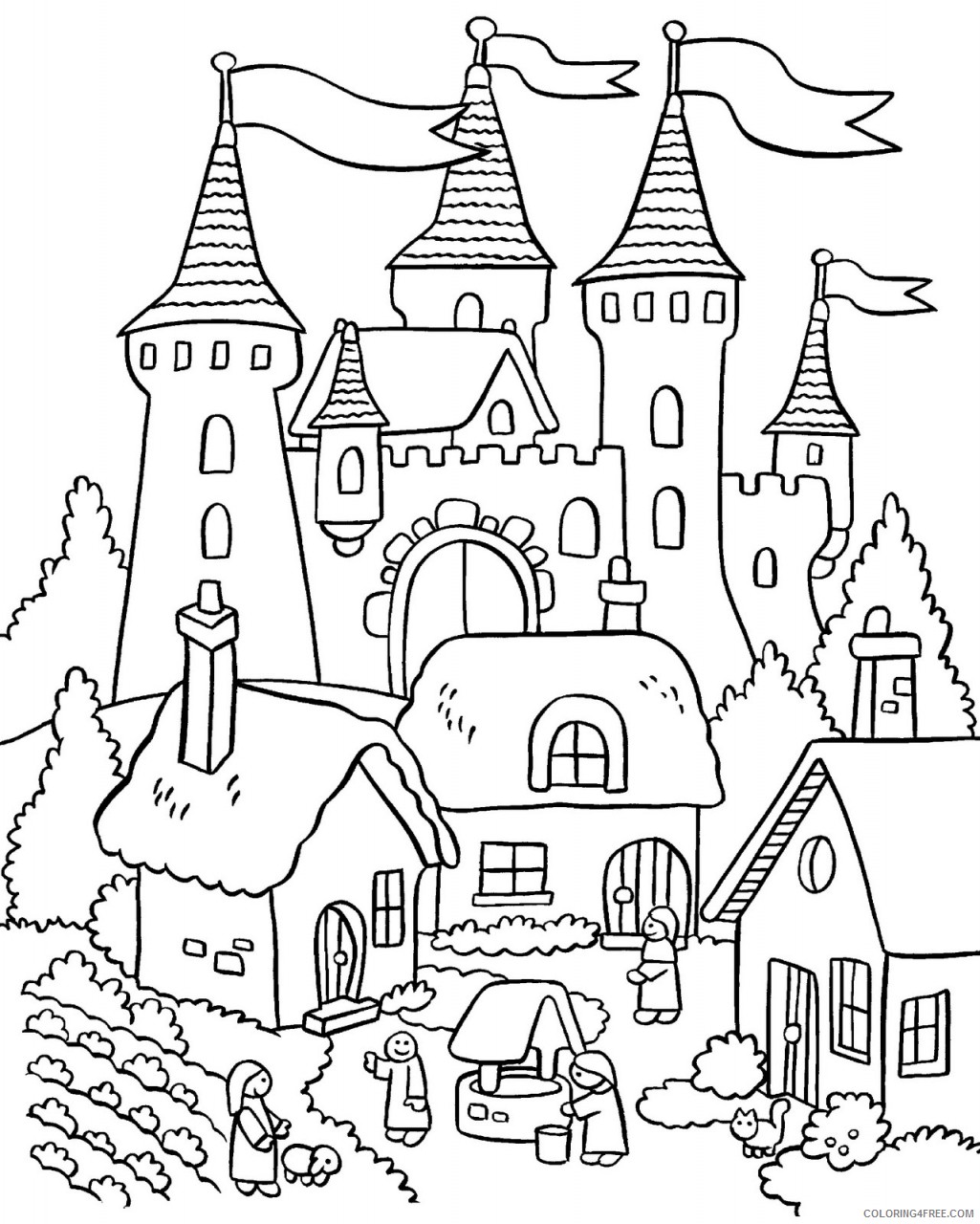 house coloring pages with royal palace Coloring4free