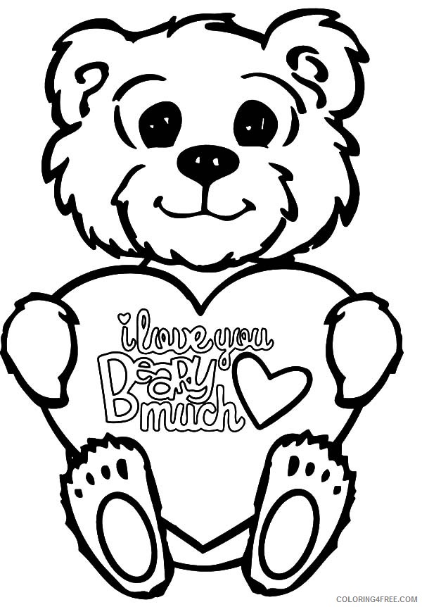 i love you coloring pages cute teddy bear Coloring4free