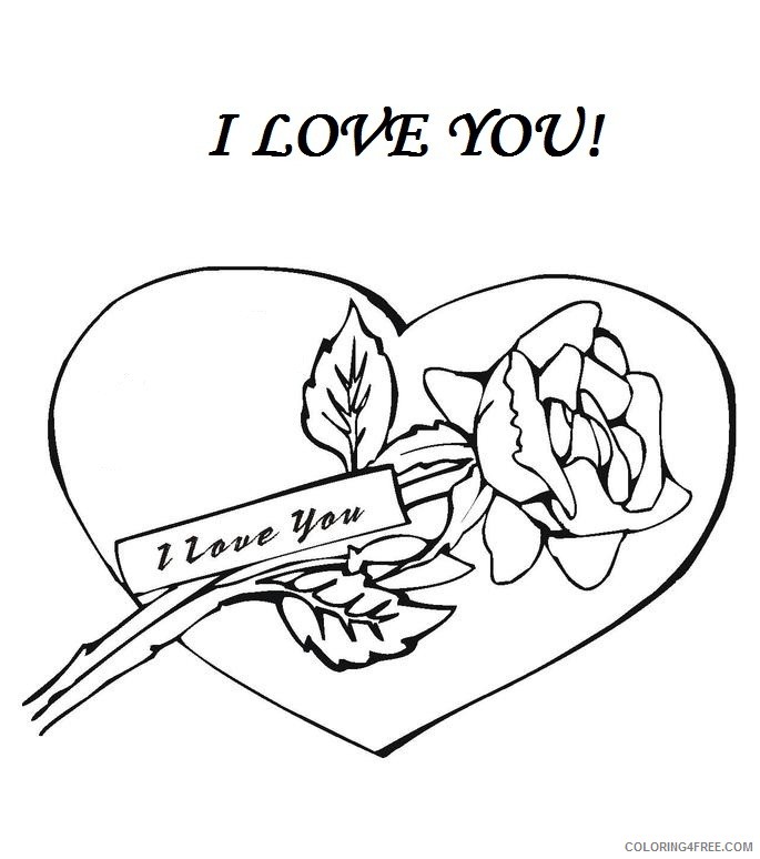 i love you coloring pages rose and heart Coloring4free