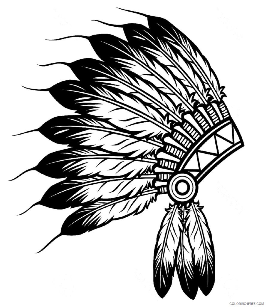 indian coloring pages headdress Coloring4free