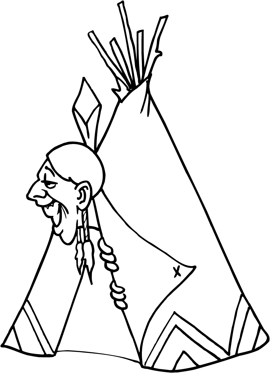 indian coloring pages in tent Coloring4free