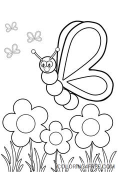 insect coloring pages butterflies and flowers Coloring4free