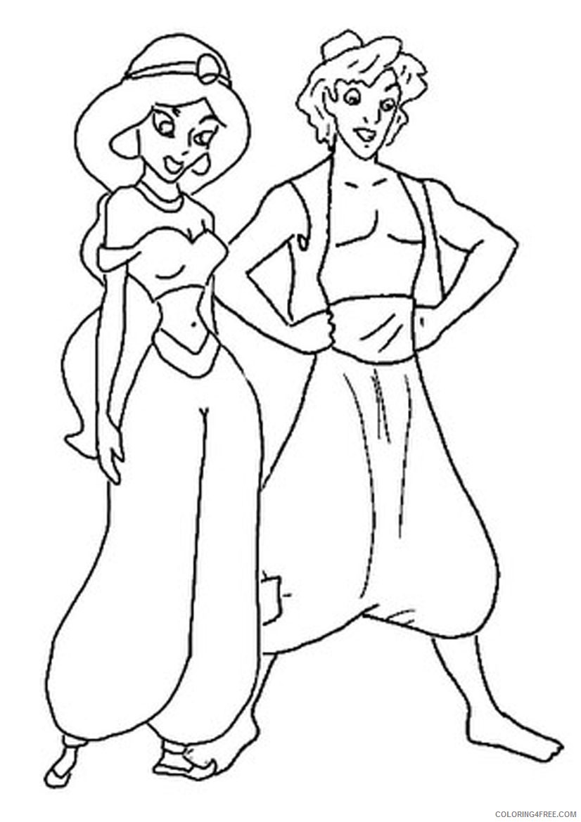 jasmine and aladdin coloring pages Coloring4free