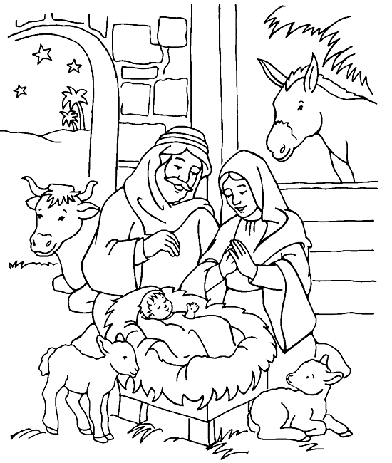 jesus coloring pages born Coloring4free
