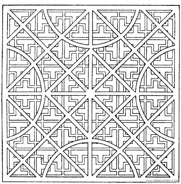 kaleidoscope coloring pages geometric square Coloring4free