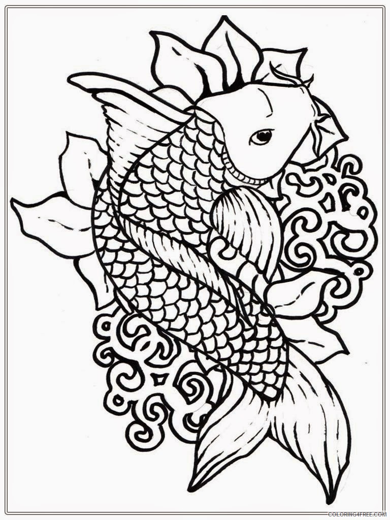 koi fish coloring pages for adults Coloring4free