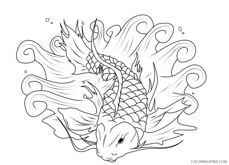 koi fish coloring pages to print Coloring4free