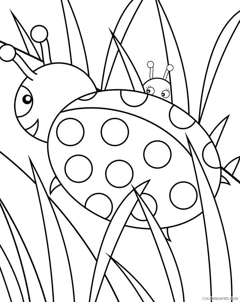 ladybug coloring pages on grass Coloring4free