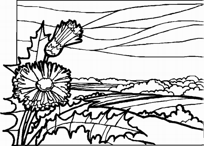 landscape coloring pages with flower Coloring4free