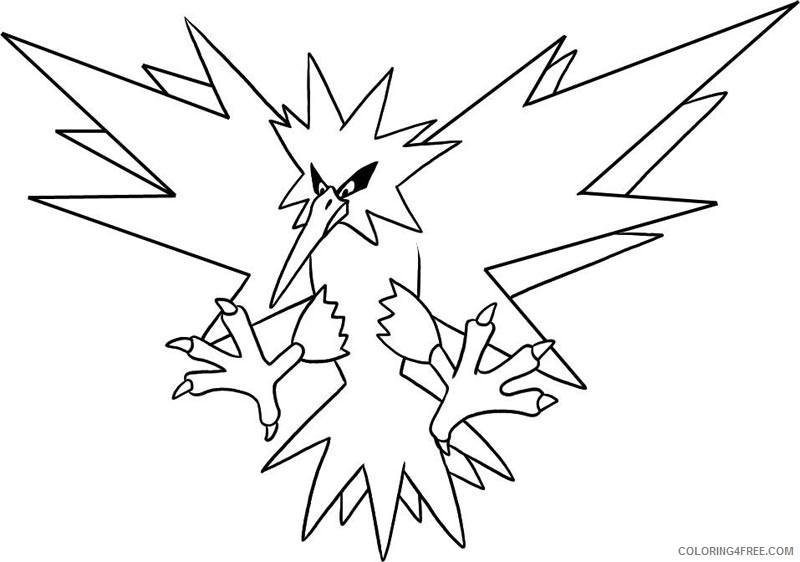 legendary pokemon coloring pages zapdos Coloring4free
