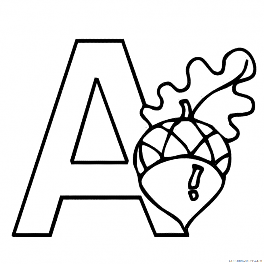 letter a coloring pages a for accorn Coloring4free