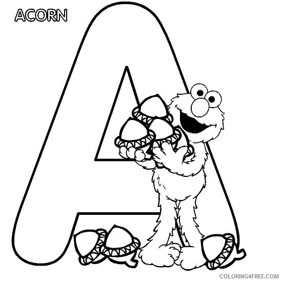 letter a coloring pages accorn Coloring4free