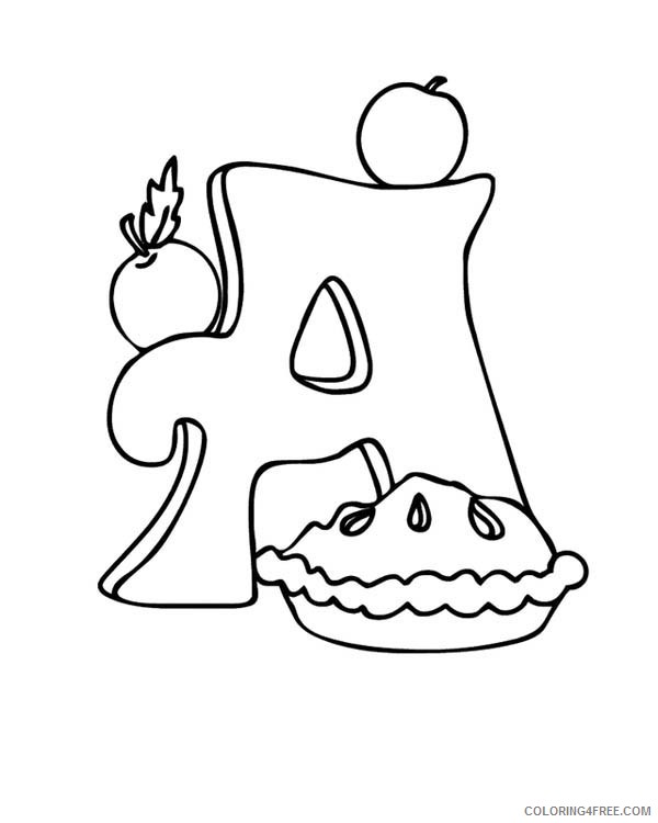 letter a coloring pages apple pie Coloring4free