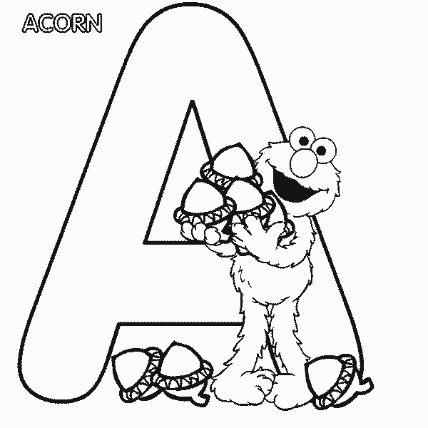 letter coloring pages a for accorn Coloring4free