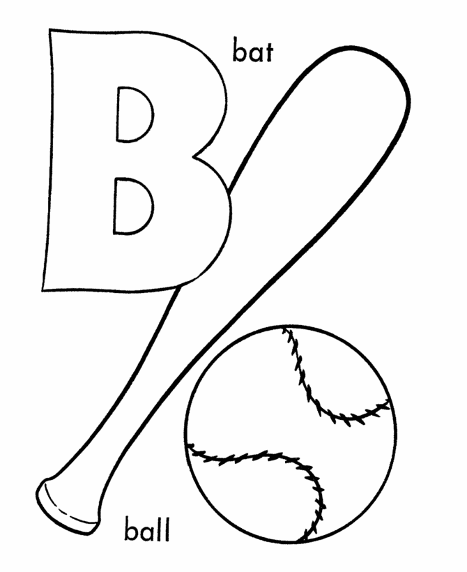 letter coloring pages b for bat and ball Coloring4free