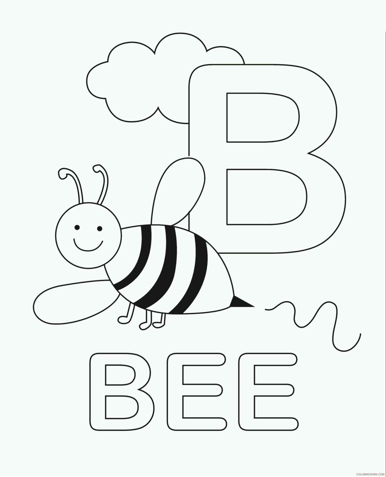 letter coloring pages b for bee Coloring4free