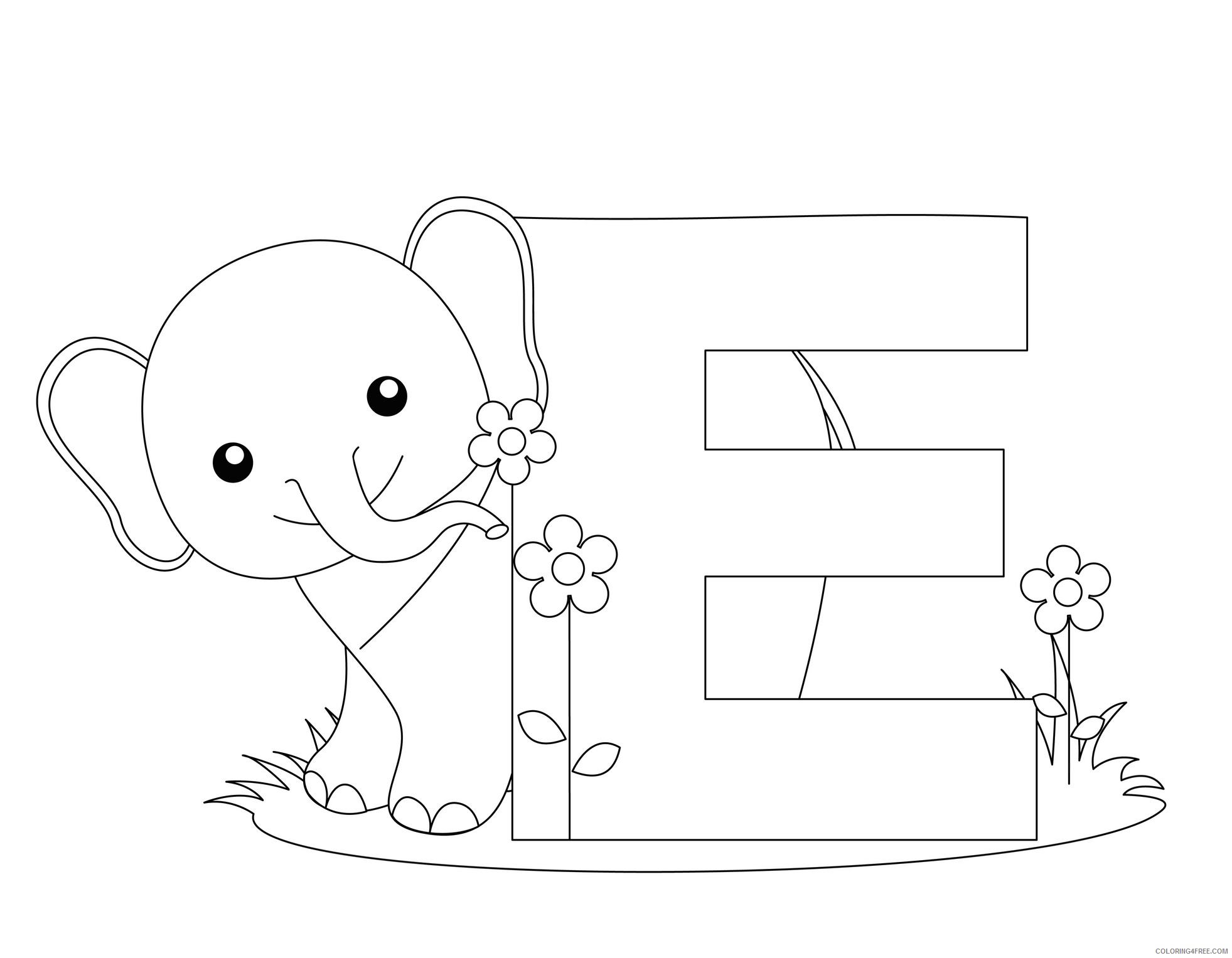 letter coloring pages e is for elephant Coloring4free