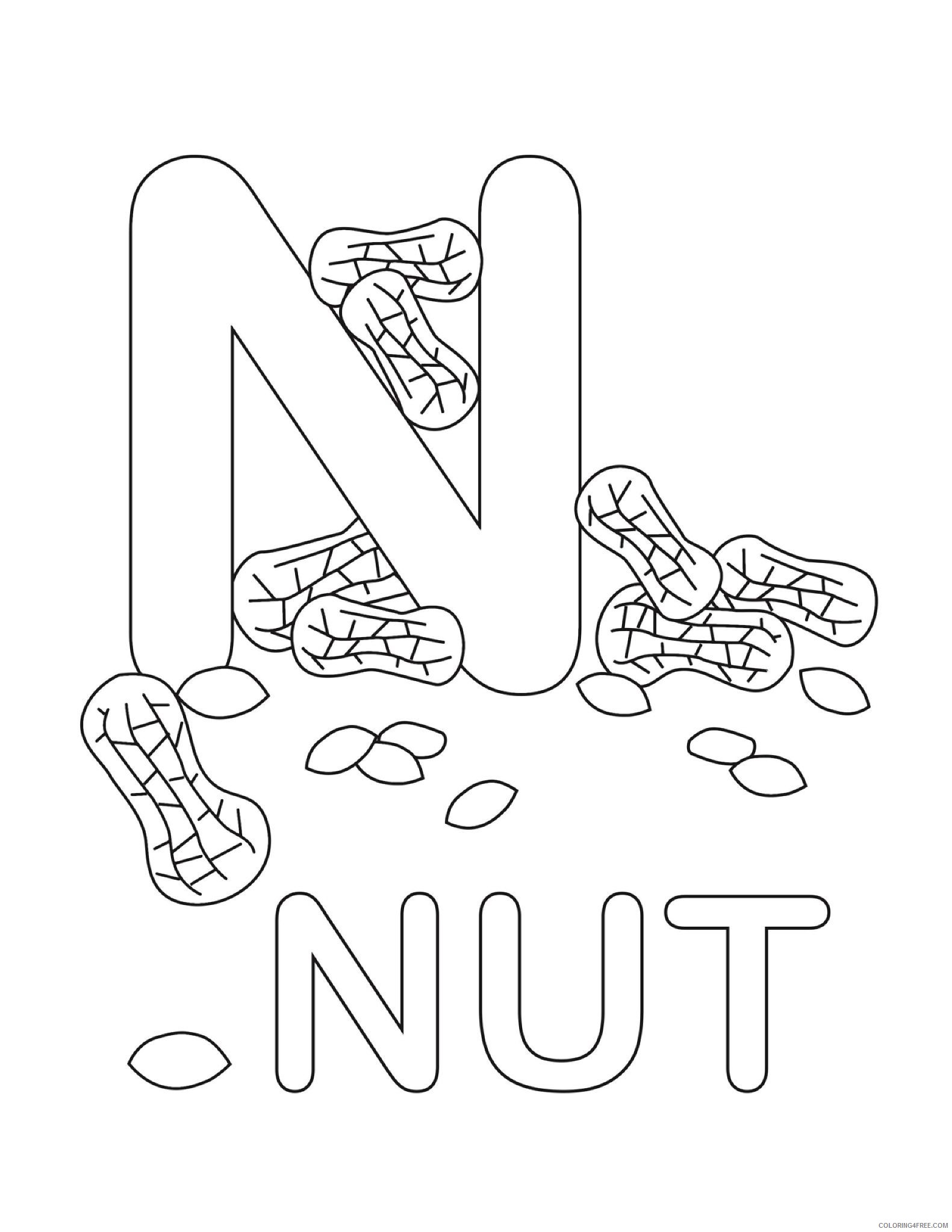 letter coloring pages n for nut Coloring4free