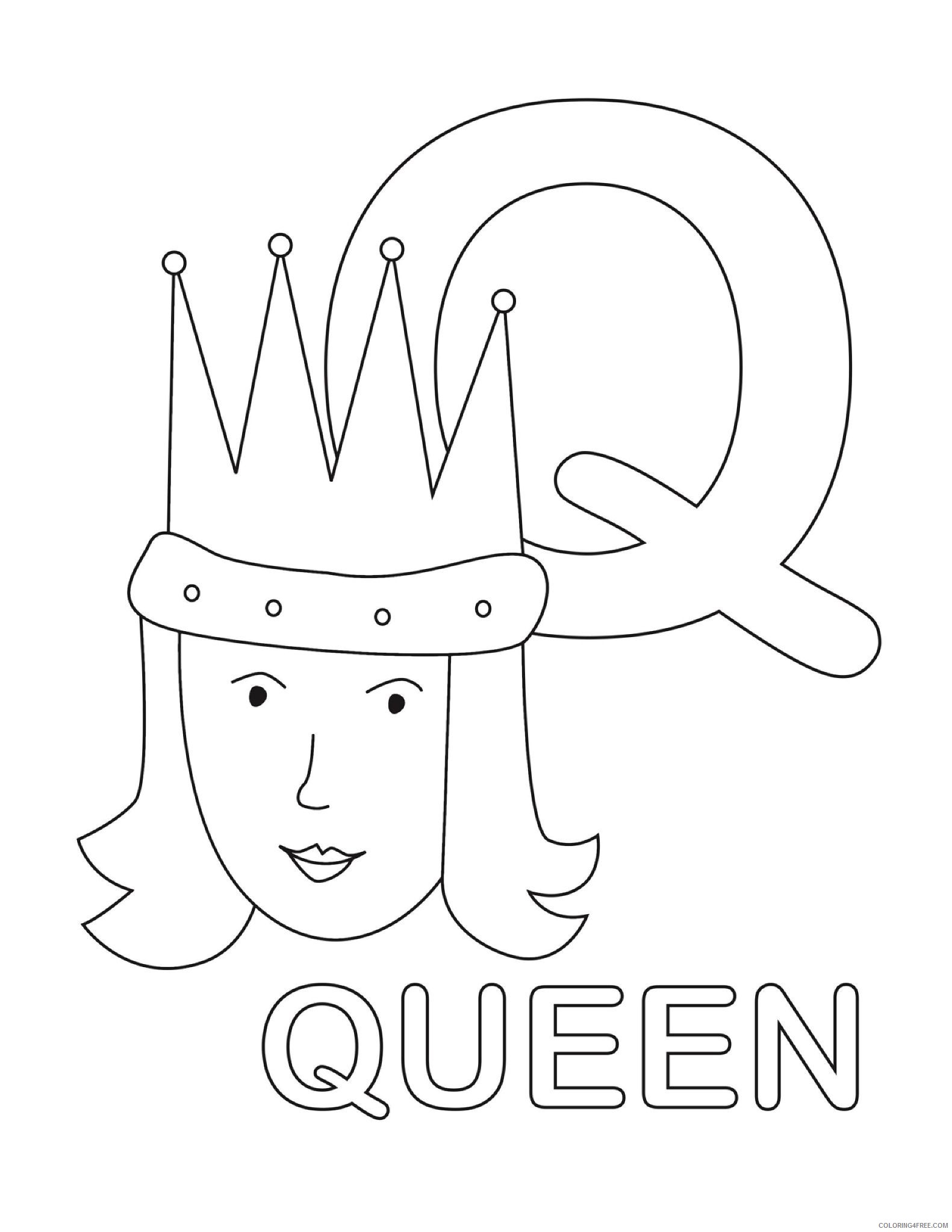 letter coloring pages q for queen Coloring4free