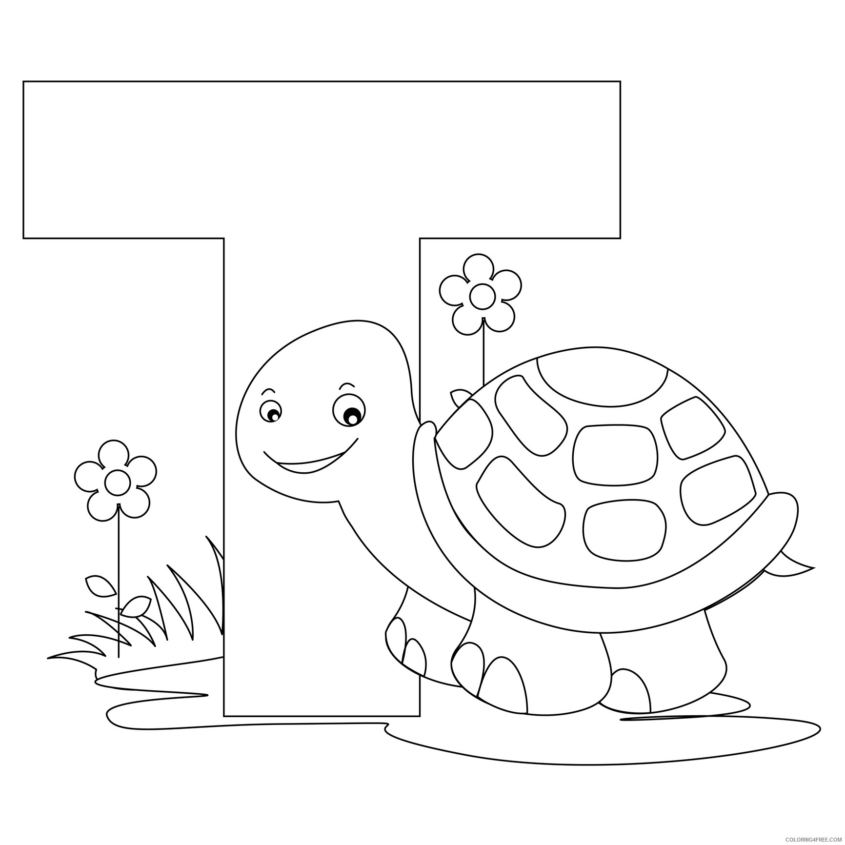 letter coloring pages t for turtle Coloring4free