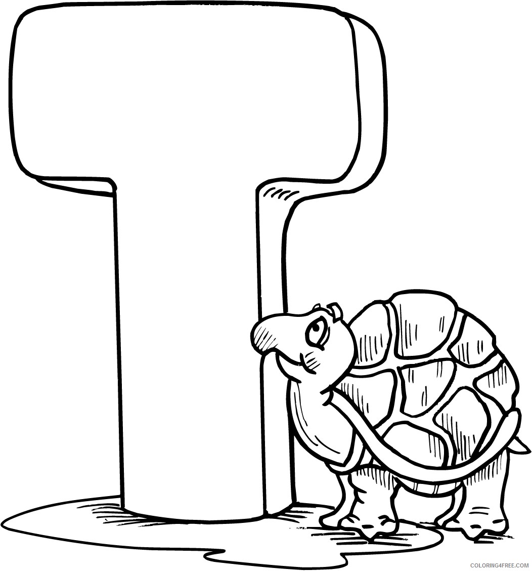 letter coloring pages t is for turtle Coloring4free