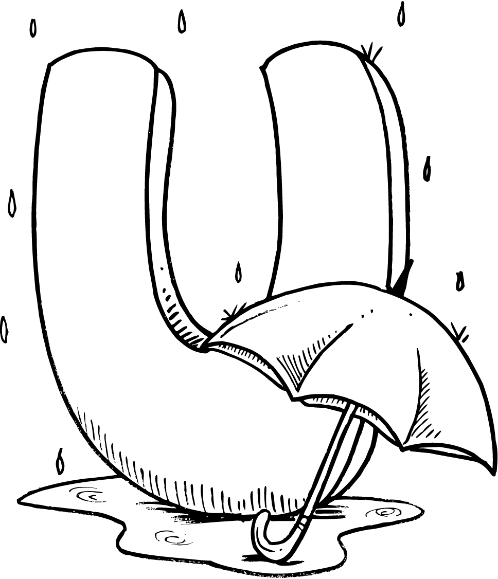 letter coloring pages um for umbrella Coloring4free