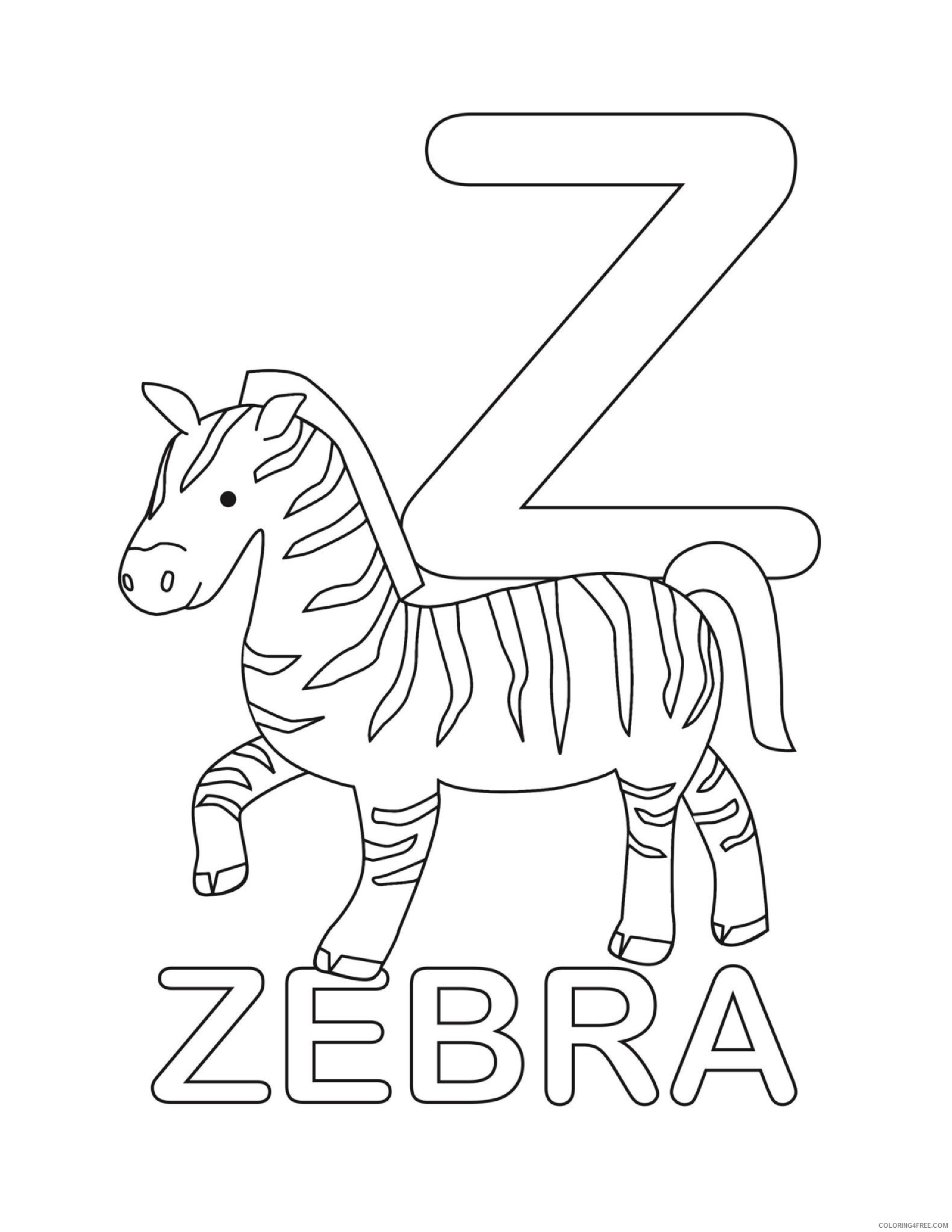 letter coloring pages z for zebra Coloring4free
