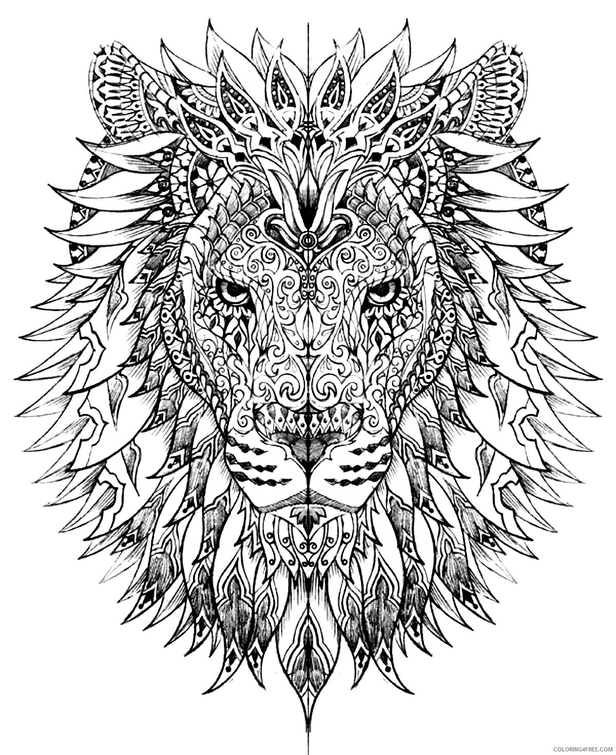 lion head adult coloring pages Coloring4free