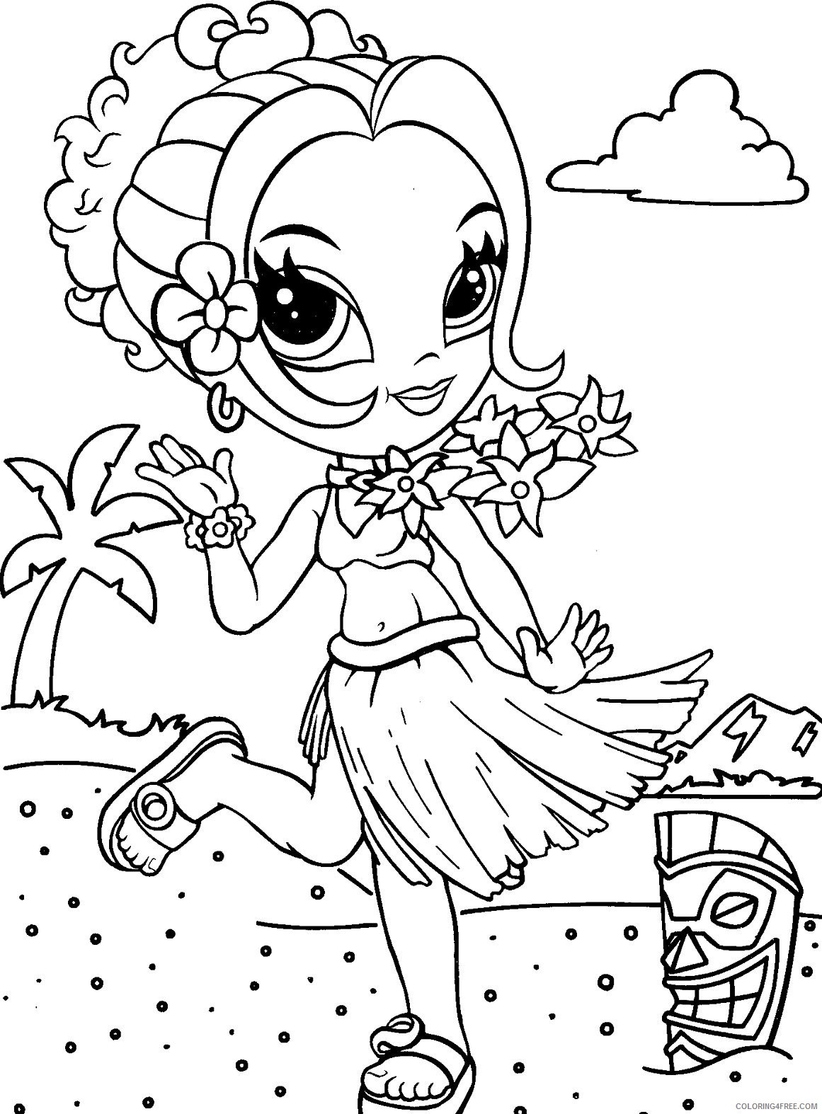 lisa frank coloring pages girl at hawaii beach Coloring4free